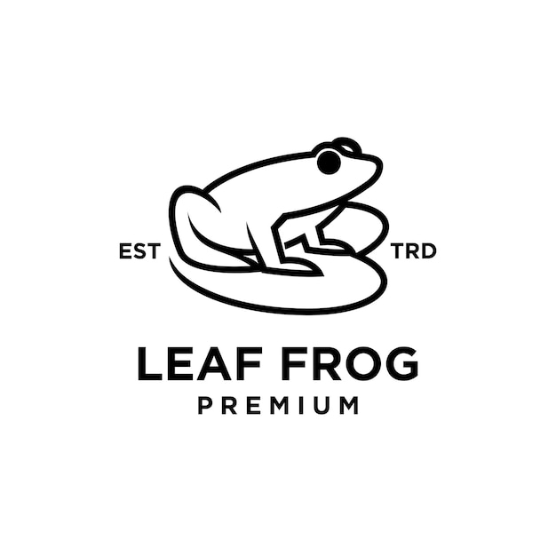 Leaf frog vector line logo design