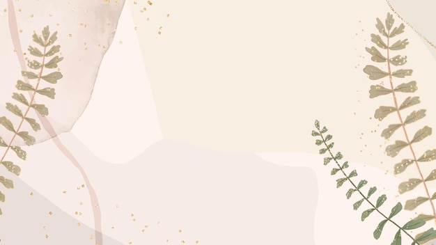 Vector leaf glitter vector frame on neutral background