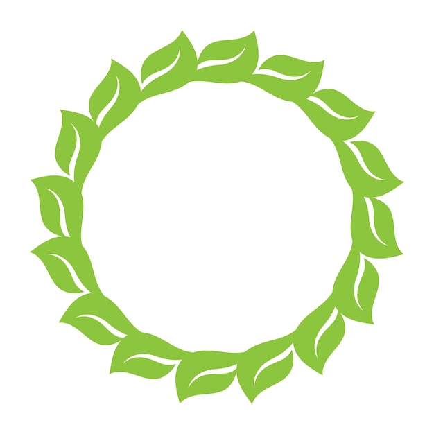 Vettore logo del cerchio di decorazione verde foglia e modello vettoriale di simbolo