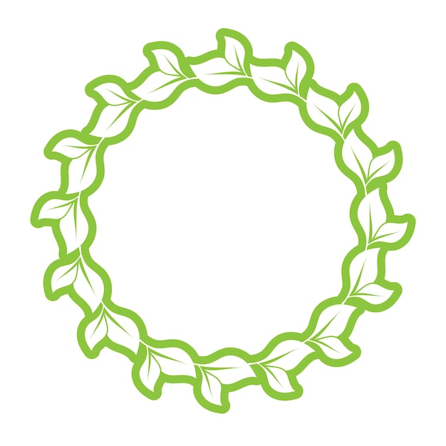 Vettore logo del cerchio di decorazione verde foglia e modello vettoriale di simbolo