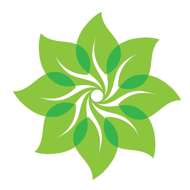 Зеленый орнамент листьев и векторный шаблон символов