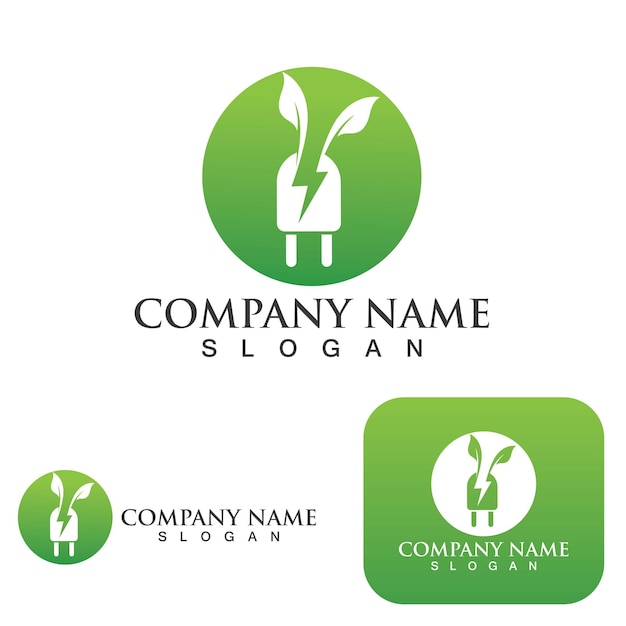 Leaf green power logo and symbol template