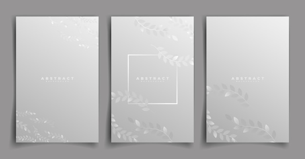 Vector leaf grey and white cover design background set or wallpaper. abstract background grey.