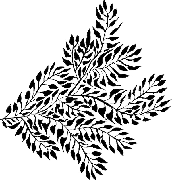 Leaf grunge artwork brush silhouette element