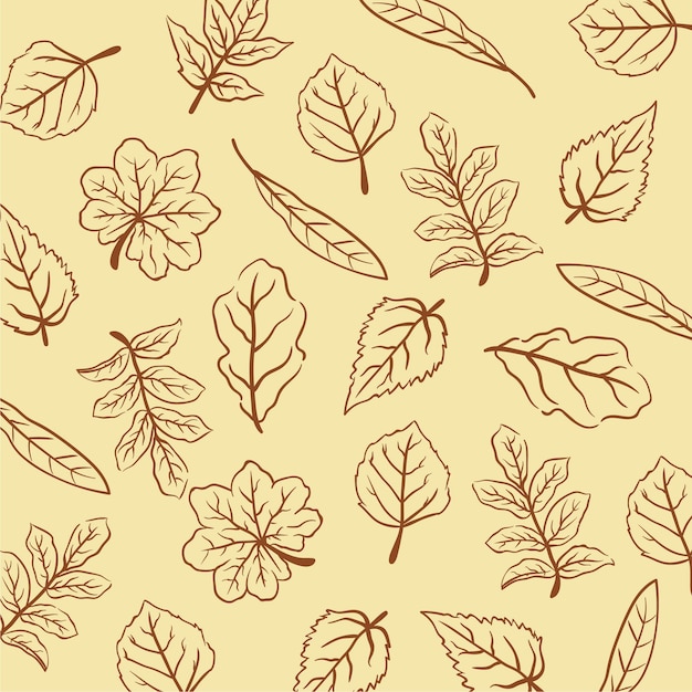 Leaf hand drawn pattern background