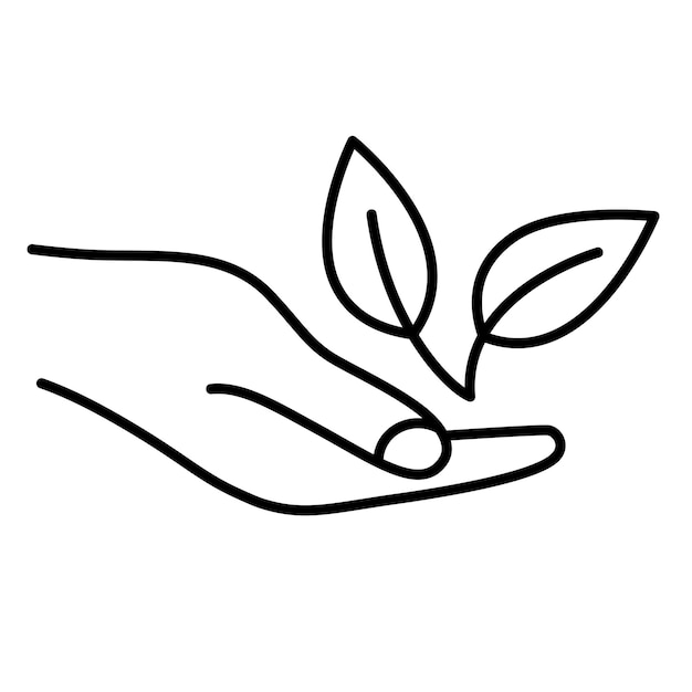 Vector leaf in hand growth leaves symbol of nature protection