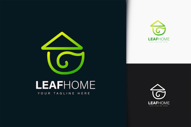 Leaf home logo-ontwerp met verloop