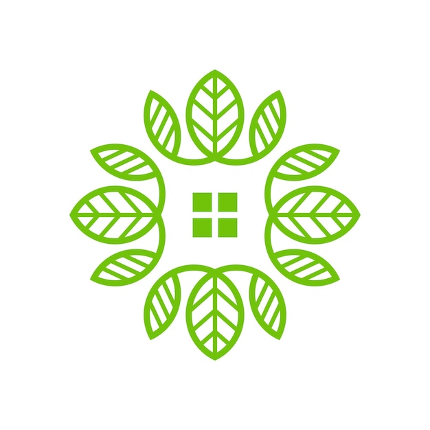 Leaf house eenvoudig logo illustratie abstracte vector