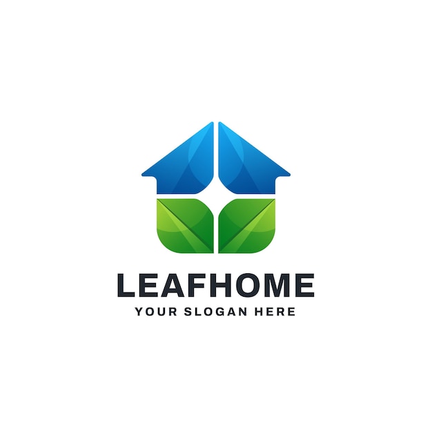 Leaf House Gradient Logo Vector Icon Illustration