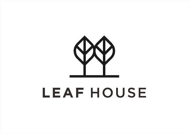 leaf house logo design vector illustration