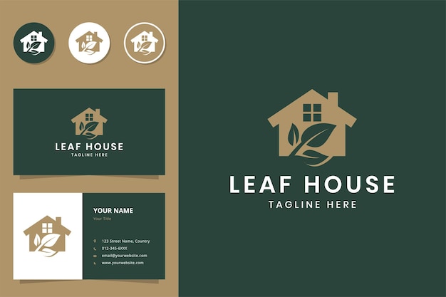 Leaf house negative space logo