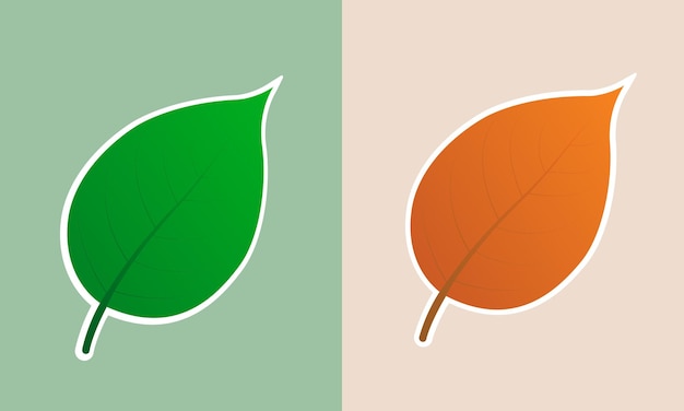 Leaf icon illustration in two colour vector