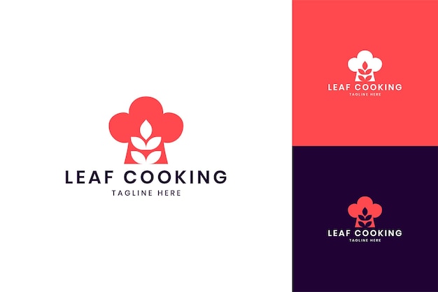 Leaf koken negatief ruimte logo-ontwerp