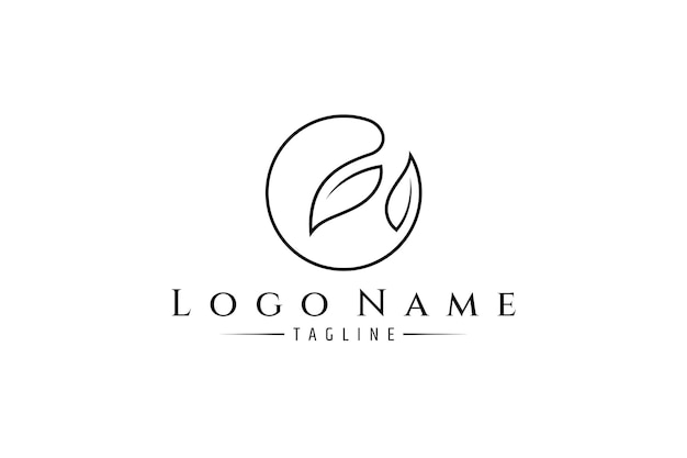 Leaf letter c-logo met doorlopende eenregelige ontwerpstijl
