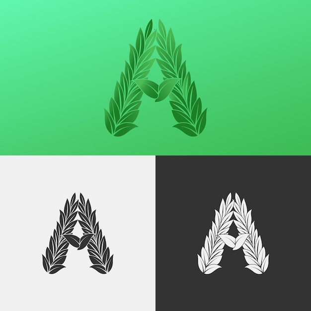 Leaf letter logo concept with three color background
