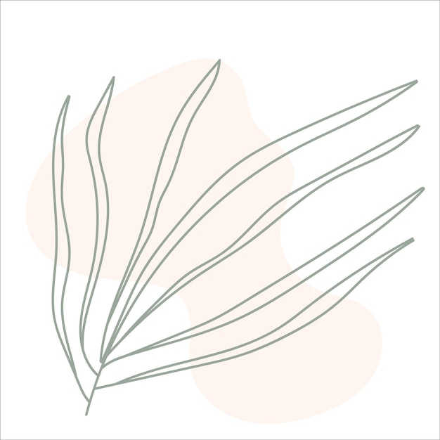Vector leaf line art with shapes in pastel