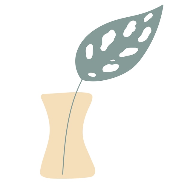 Vector leaf line art with shapes in pastel