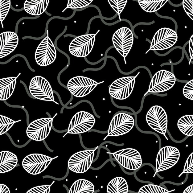 leaf line drawing seamless pattern