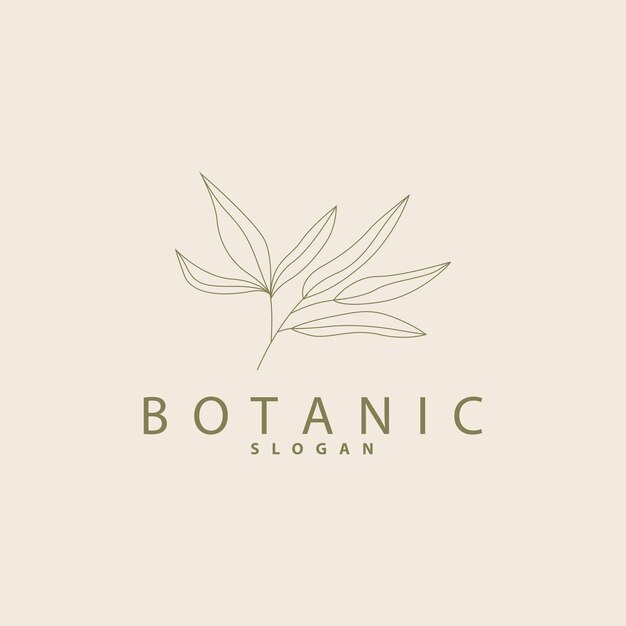 Leaf Line Logo Beautiful Hand Drawn Design Botanical Minimalist Vector Simple Organic Plant Feminine Logo