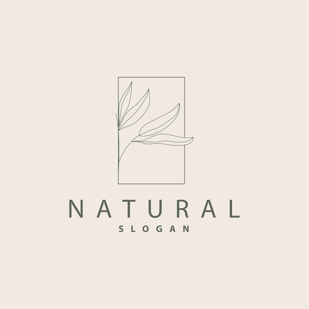 Leaf Line Logo Beautiful Hand Drawn Design Botanical Minimalist Vector Simple Organic Plant Feminine Logo