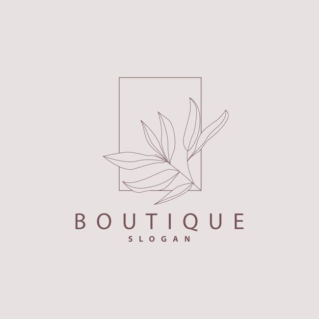 Vector leaf line logo beautiful hand drawn design botanical minimalist vector simple organic plant feminine logo