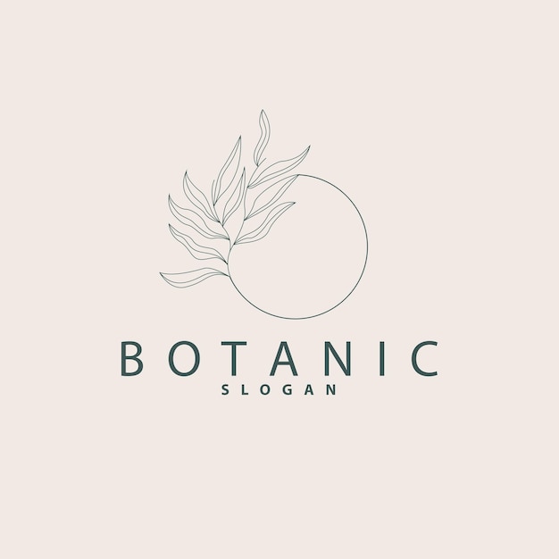 Leaf Line Logo Mooi Handgetekend Ontwerp Botanische Minimalistische Vector Eenvoudige Biologische Plant Vrouwelijke Logo