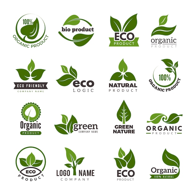 Logo foglia. modello di logo di affari di simboli di eco verde natura bio