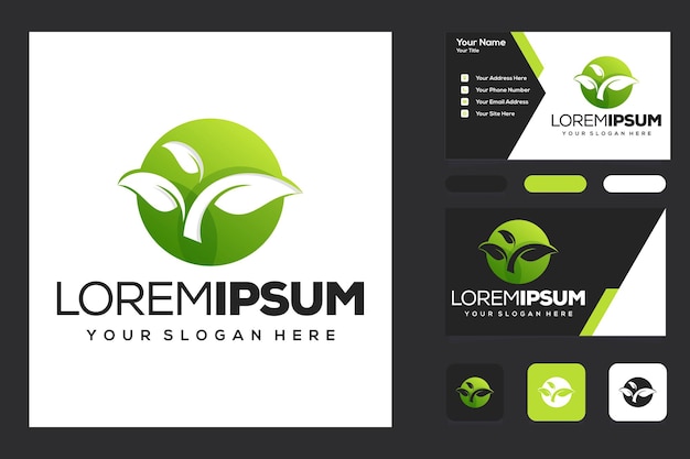 Leaf logo design and business card