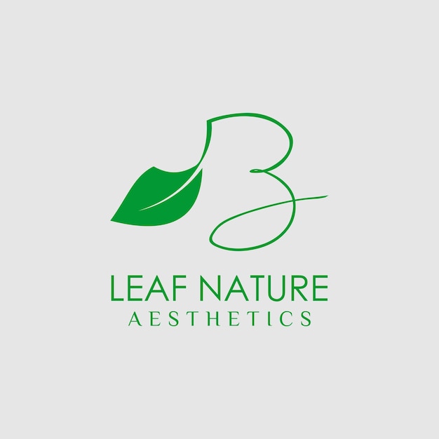 Icone di design del logo foglia con modelli iniziali b per prodotti naturali o aziende