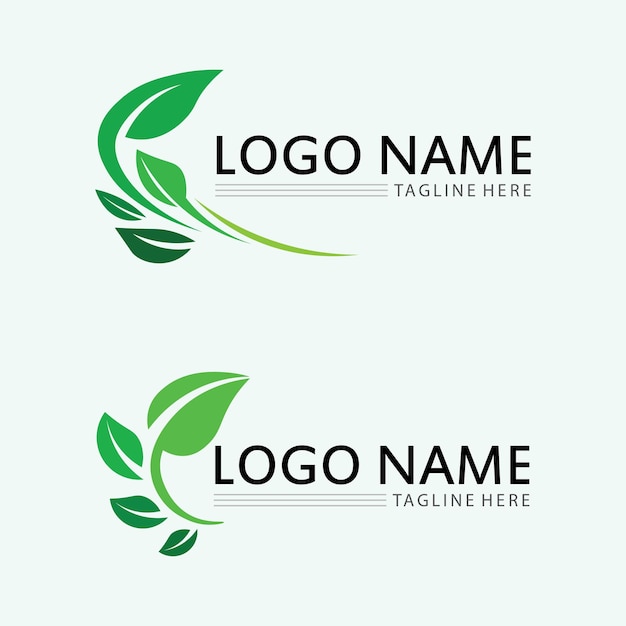 Leaf logo design vector for nature symbol template editableGreen leaf logo ecology nature element vector icon