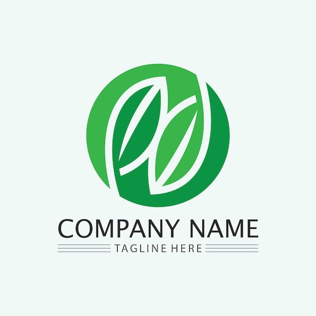 Leaf logo design vector for nature symbol template editableGreen leaf logo ecology nature element vector icon