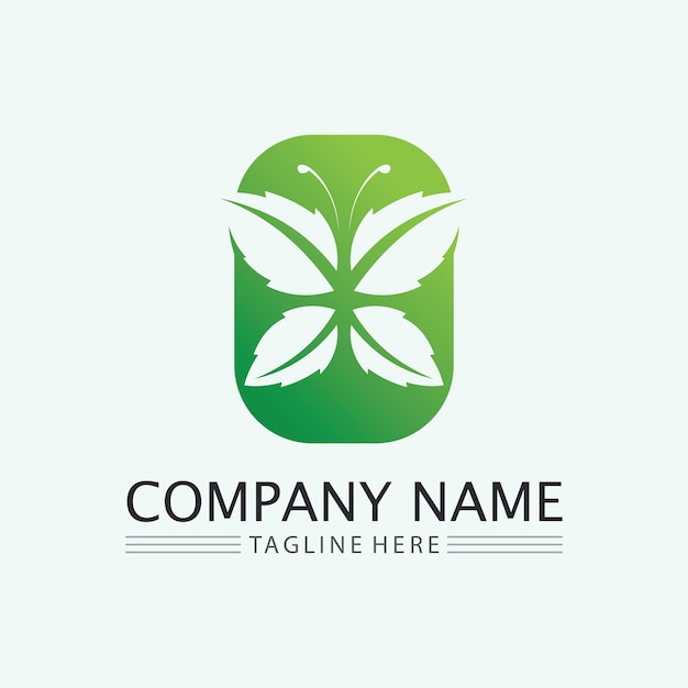 Leaf logo design vector for nature symbol template editableGreen leaf logo ecology nature element vector icon