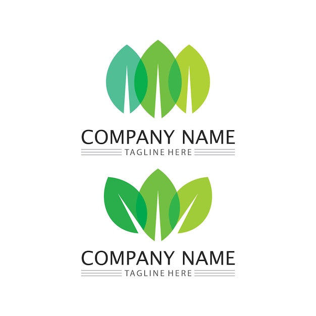 Leaf logo design vector for nature symbol template editableGreen leaf logo ecology nature element vector icon