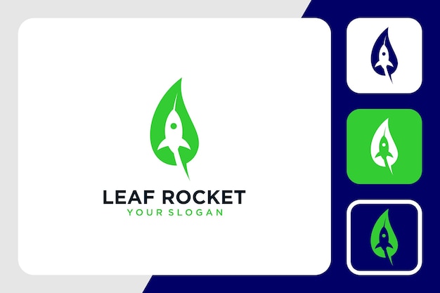 leaf logo design with rocket and fly