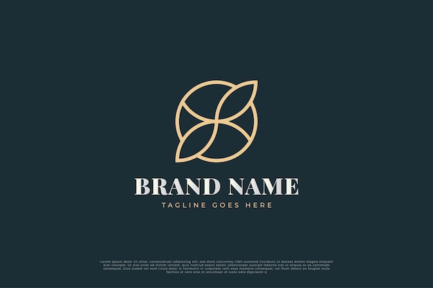 Логотип листа внутри круга в стиле линии и абстрактная концепция для вашей деловой идентичности