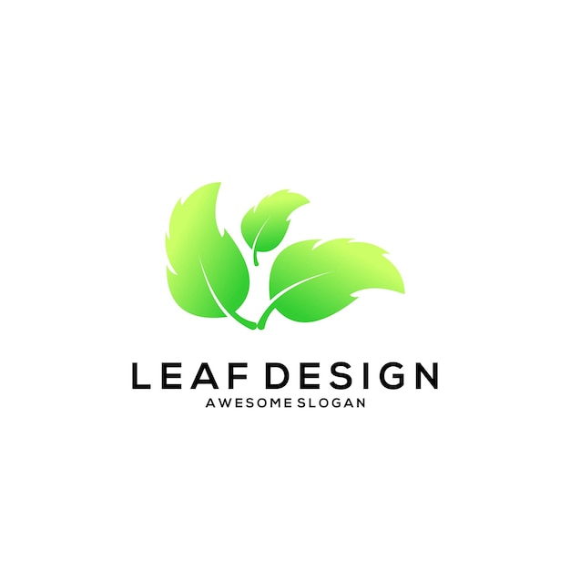 Leaf logo minimalist gradient style design