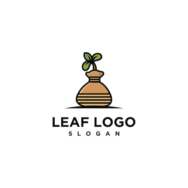 Leaf logo. potted plant logo.