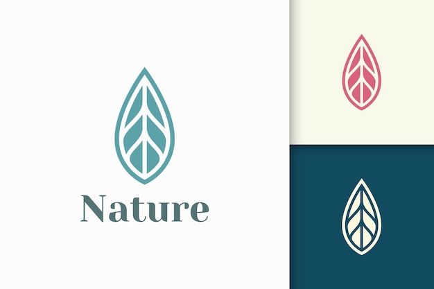 健康と美容のためのシンプルでクリーンな形の葉のロゴ