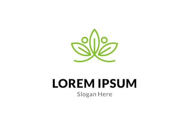 선형 디자인 스타일의 왕관 모양 조합으로 된 잎 로고