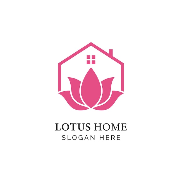 Лист Цветок Лотоса Дом Дизайн Логотипа Дома Вектор Шаблон