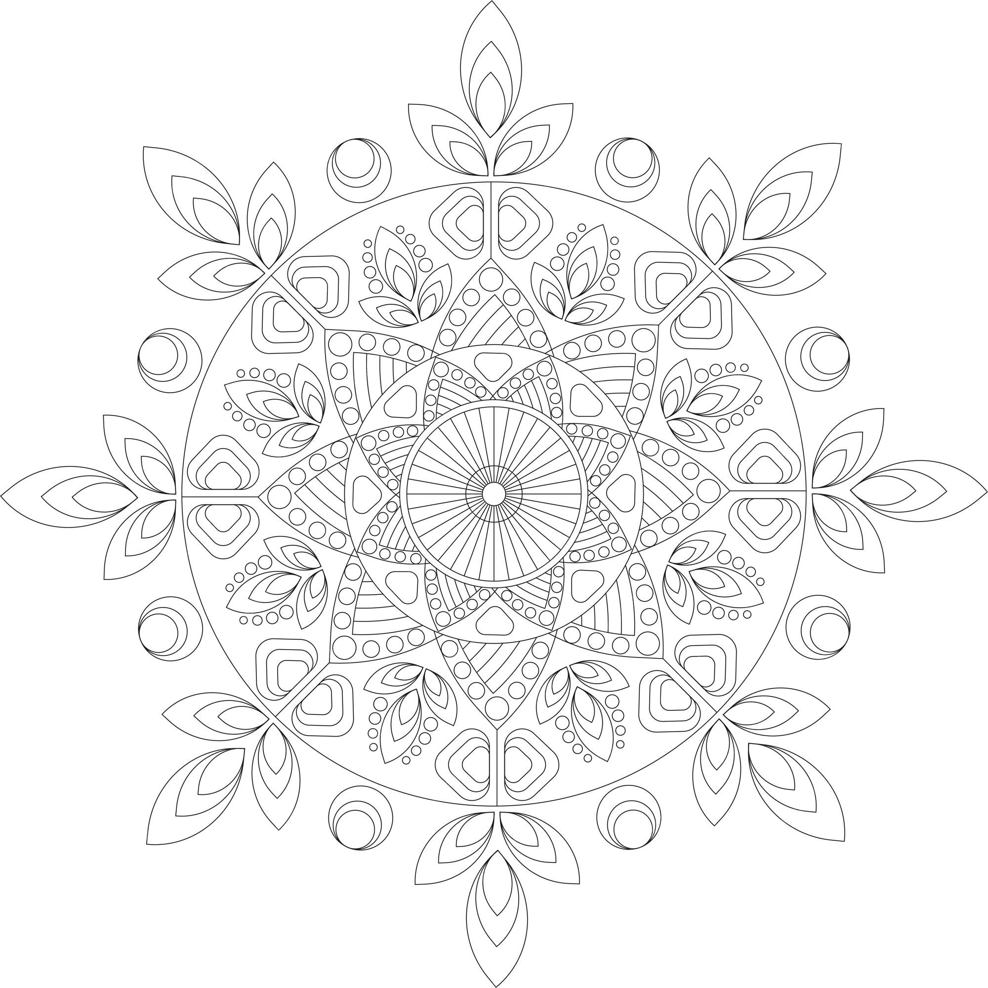 Premium Vector | Leaf mandala for coloring