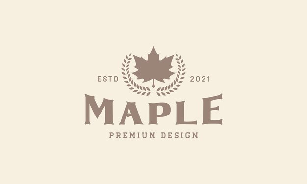 Leaf maple vintage style logo vector symbol icon design graphic illustration