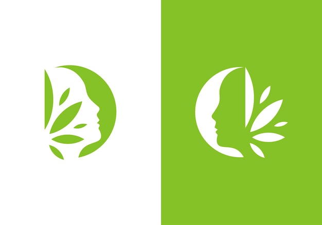 leaf marijuana logo design face with cannabis negative space cbd symbol vector illustration