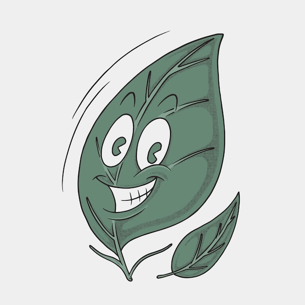leaf mascot retro cartoon ilustration