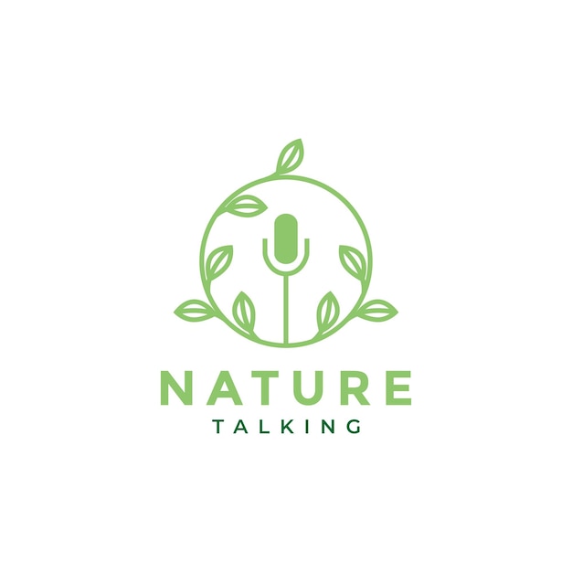 Design del logo della natura del microfono a foglia