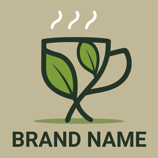 leaf mug for natural drink logo template