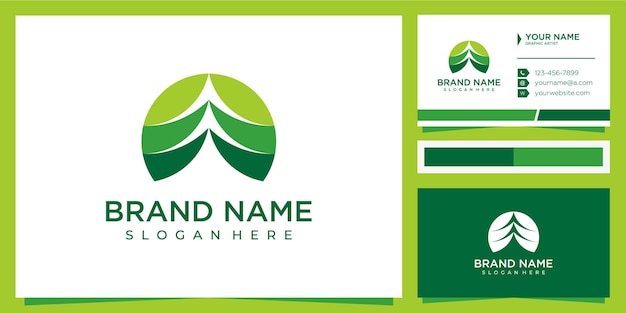 Leaf nature logo-ontwerpinspiratie met visitekaartje