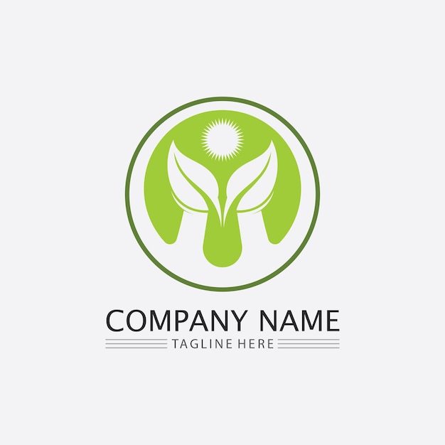 Leaf and nature tree logo for business vector green plant ecology design