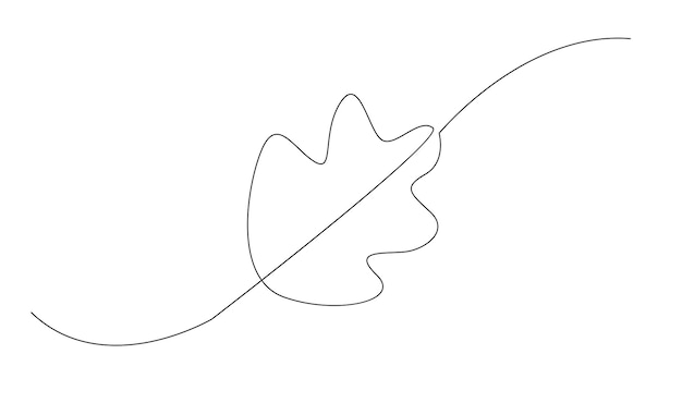 ベクトル 植物の葉の1行の絵 連続線のスタイルのベクトルイラスト