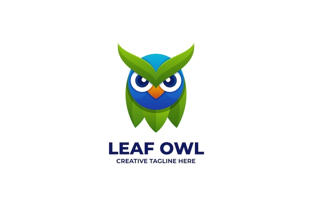 Premium Vector | Leaf owl gradient logo